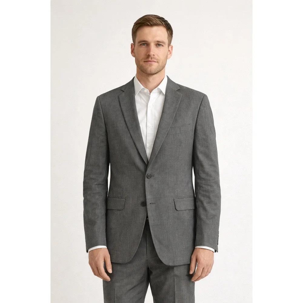 Burberry London Gray‎ Cotton Blazer Mens 40R Made In Italy 2 Button Classic